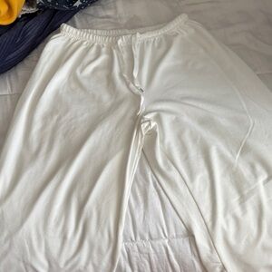 SHEIN White Wide-Leg Lounge Pants